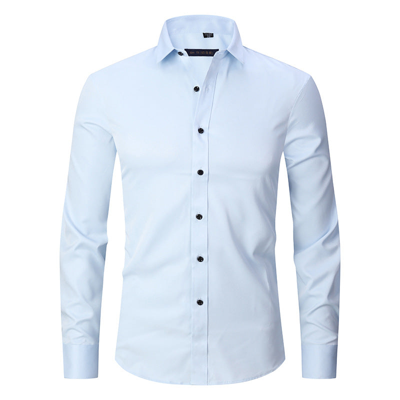 Solid Color Men's Long Sleeve Stretch Shirt