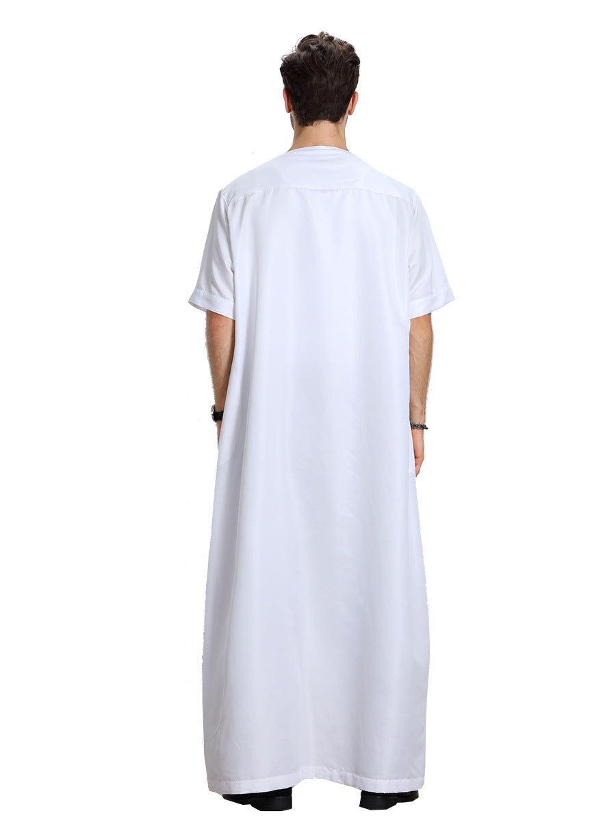 Men's Solid Color Short Sleeve Arabic Thobe