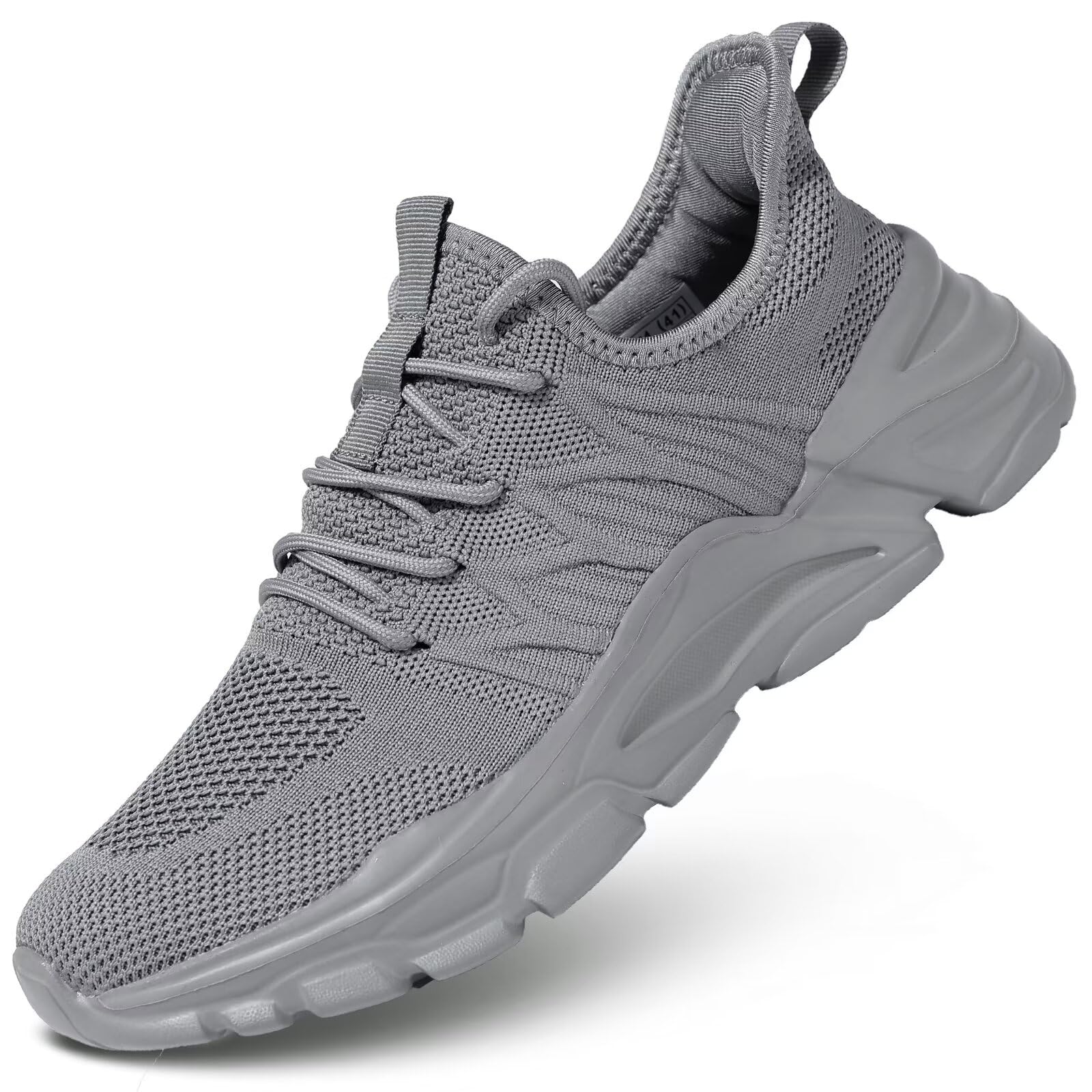 Mens Slip on Walking Shoes Non Slip Breathable Lightweight Sneakers Athletic Tennis Running Shoes for Gym Travel Jogging Grey