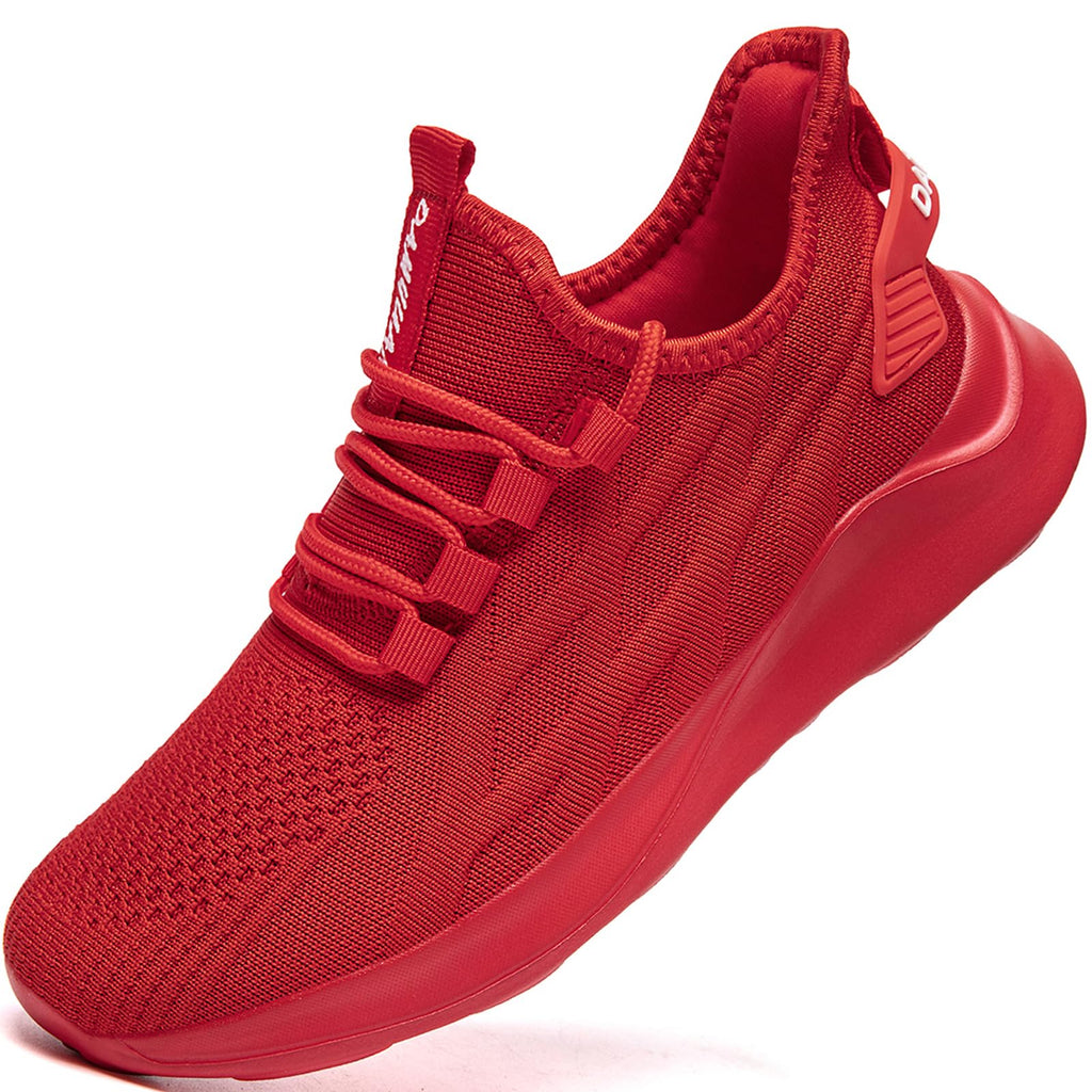 Mens Running Tennis Walking Gym Shoes Sneakers Slip on Workout Athletic Breathable Jogging Sport Casual Shoe red Size 8.5