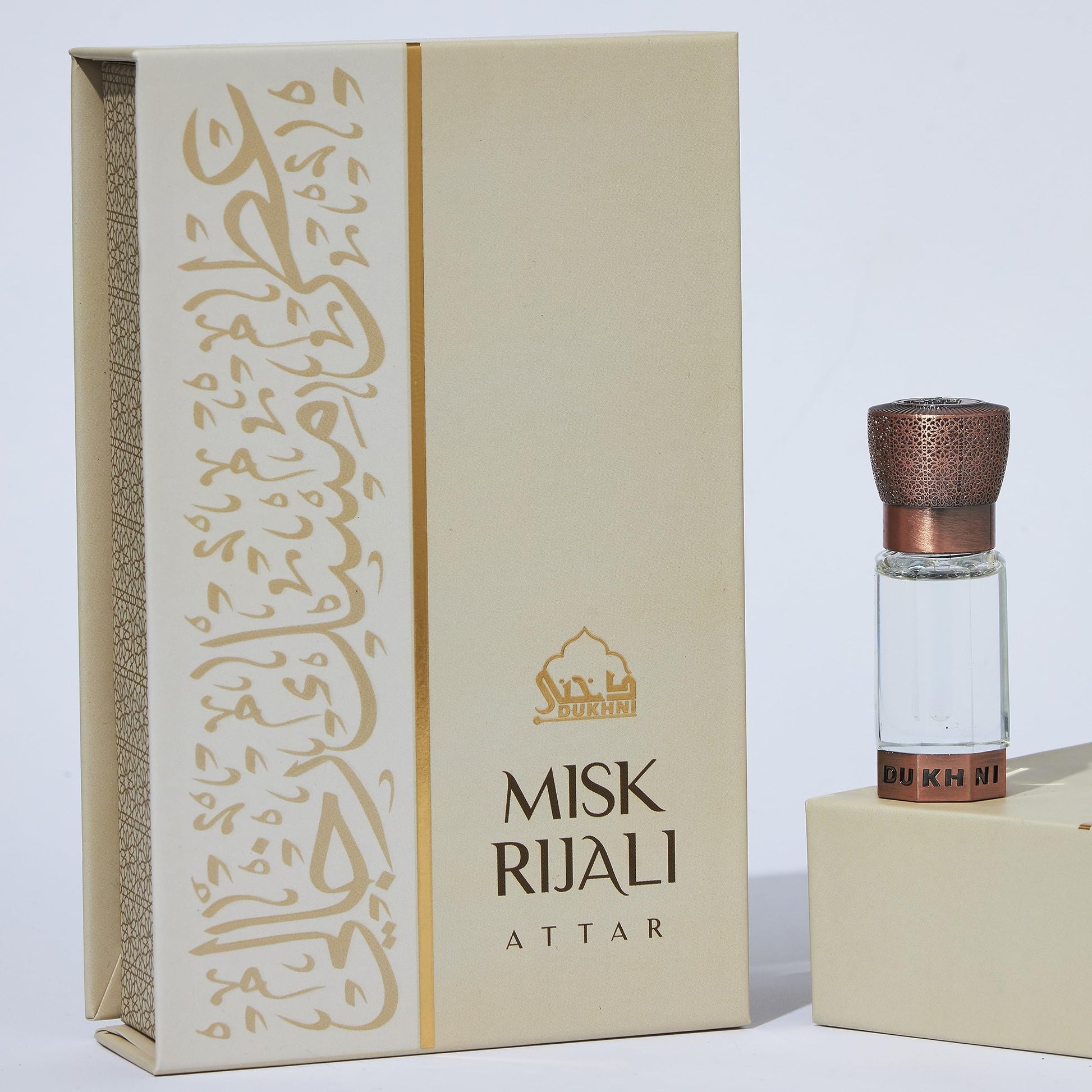 Dukhni Misk Rijali Attar | Soft Silky White Musk | Authentic Arabic Fragrance Oil | 100% Pure Alcohol-Free Halal | 1 bottle x 6ml
