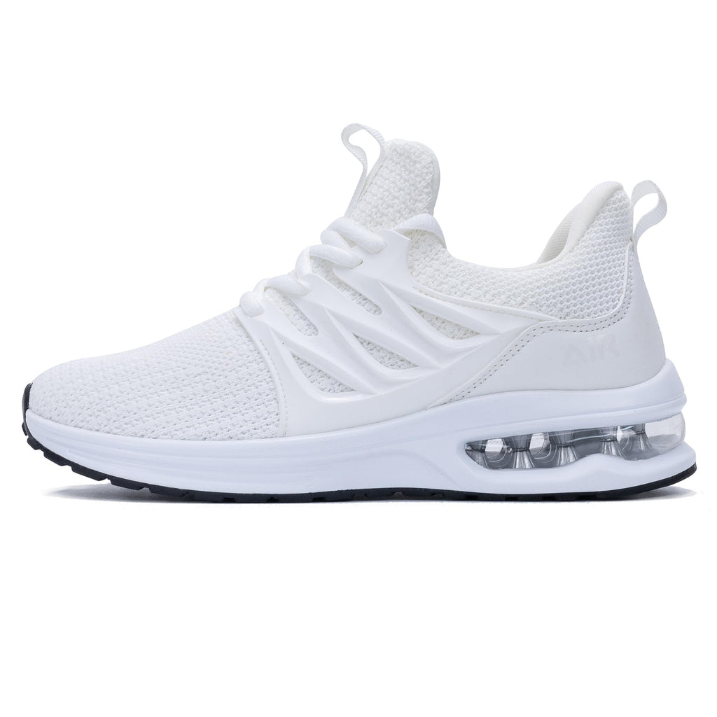 MAFEKE Womens Air Running Shoes Tennis Walking Sneakers Athletic Sport Shoes Lightweight Slip On Footwear for Gym Jogging White Size 11