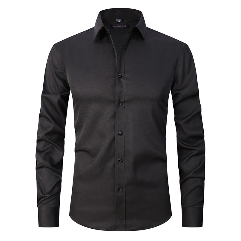 Solid Color Men's Long Sleeve Stretch Shirt