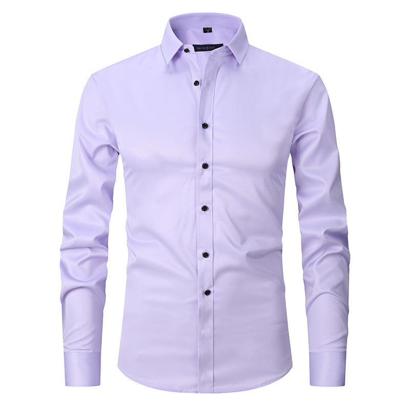 Solid Color Men's Long Sleeve Stretch Shirt