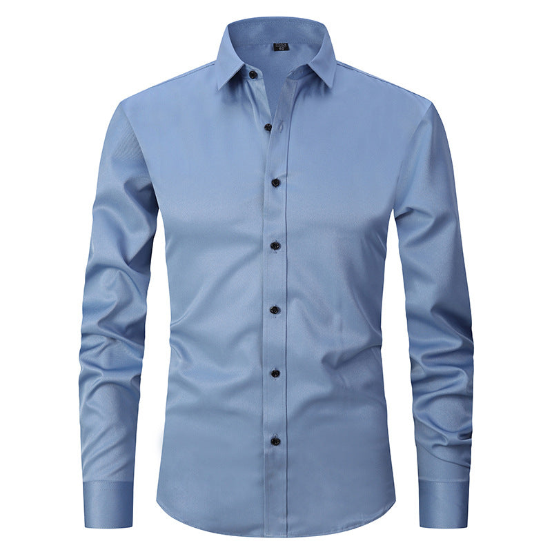 Solid Color Men's Long Sleeve Stretch Shirt