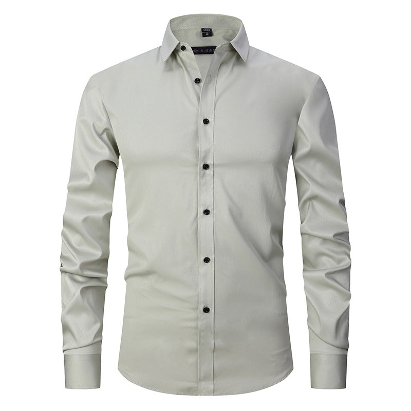 Solid Color Men's Long Sleeve Stretch Shirt