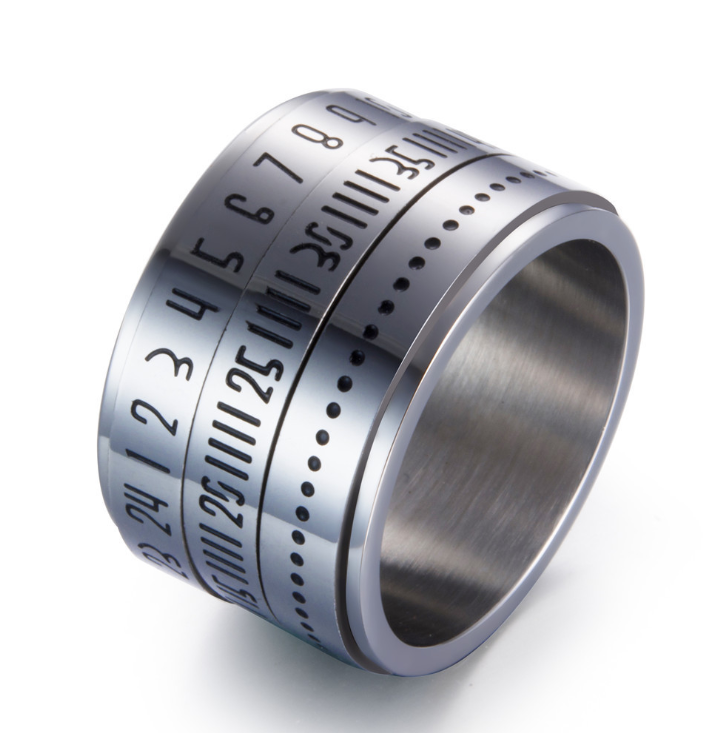 Titanium Steel Rotating Arabic Numeral Ring