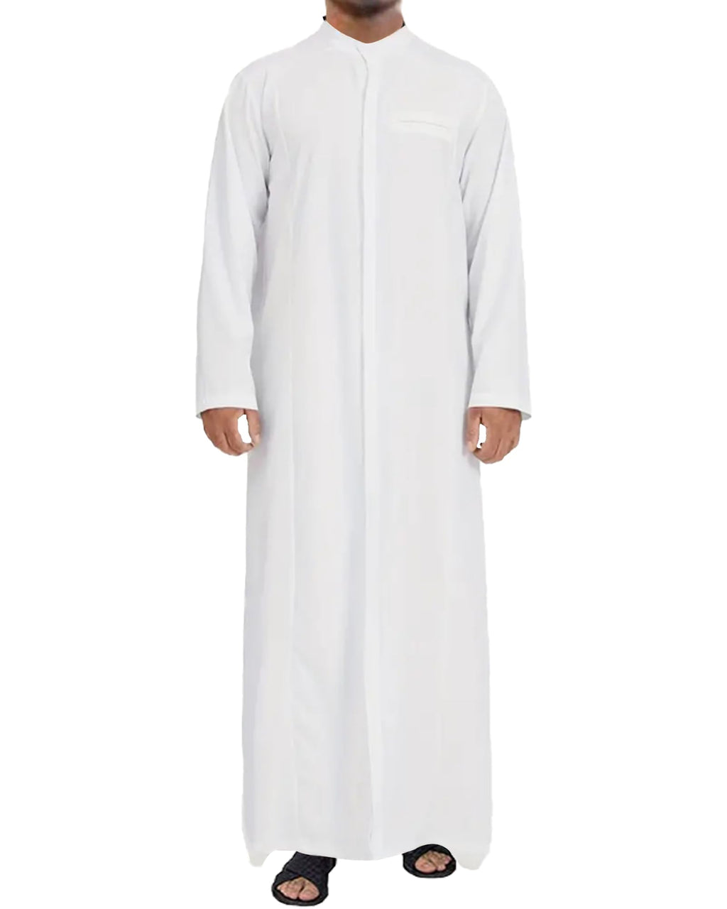 YAOHUOLE Arabic Thobe for Men Long Sleeve Mens Caftans Loungewear Muslim Mens Thobe with Pocket White M