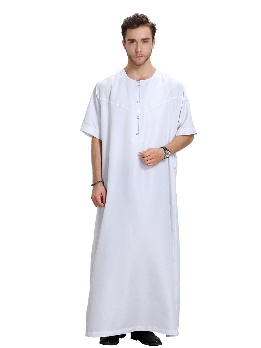 Men's Arab Short-Sleeved Solid Color Robe