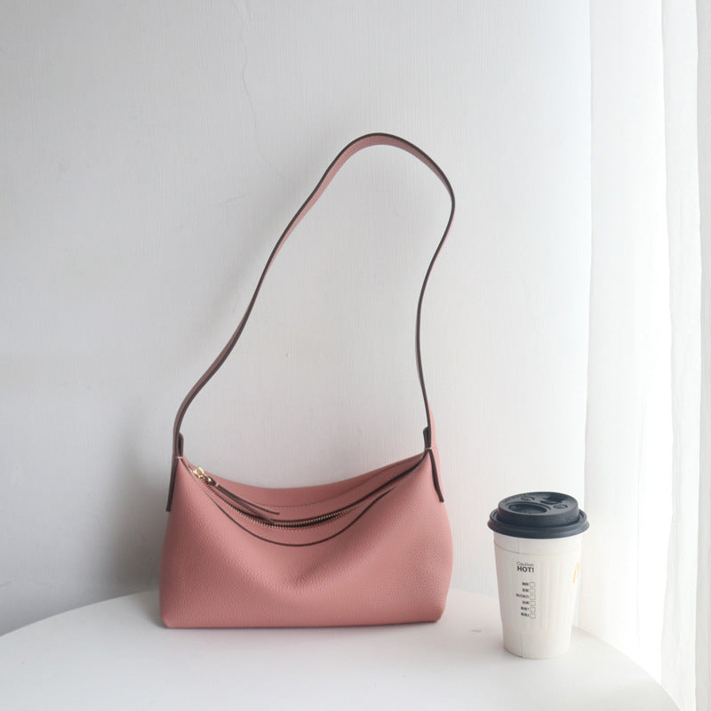 Casual Simple Shoulder Bag in First Layer Cowhide
