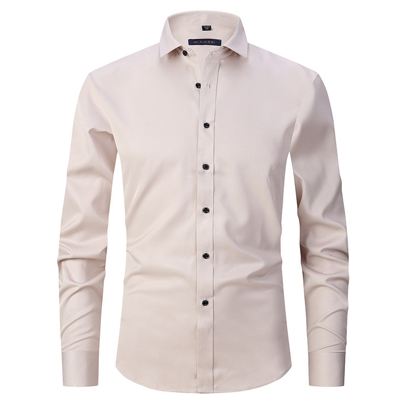 Solid Color Men's Long Sleeve Stretch Shirt