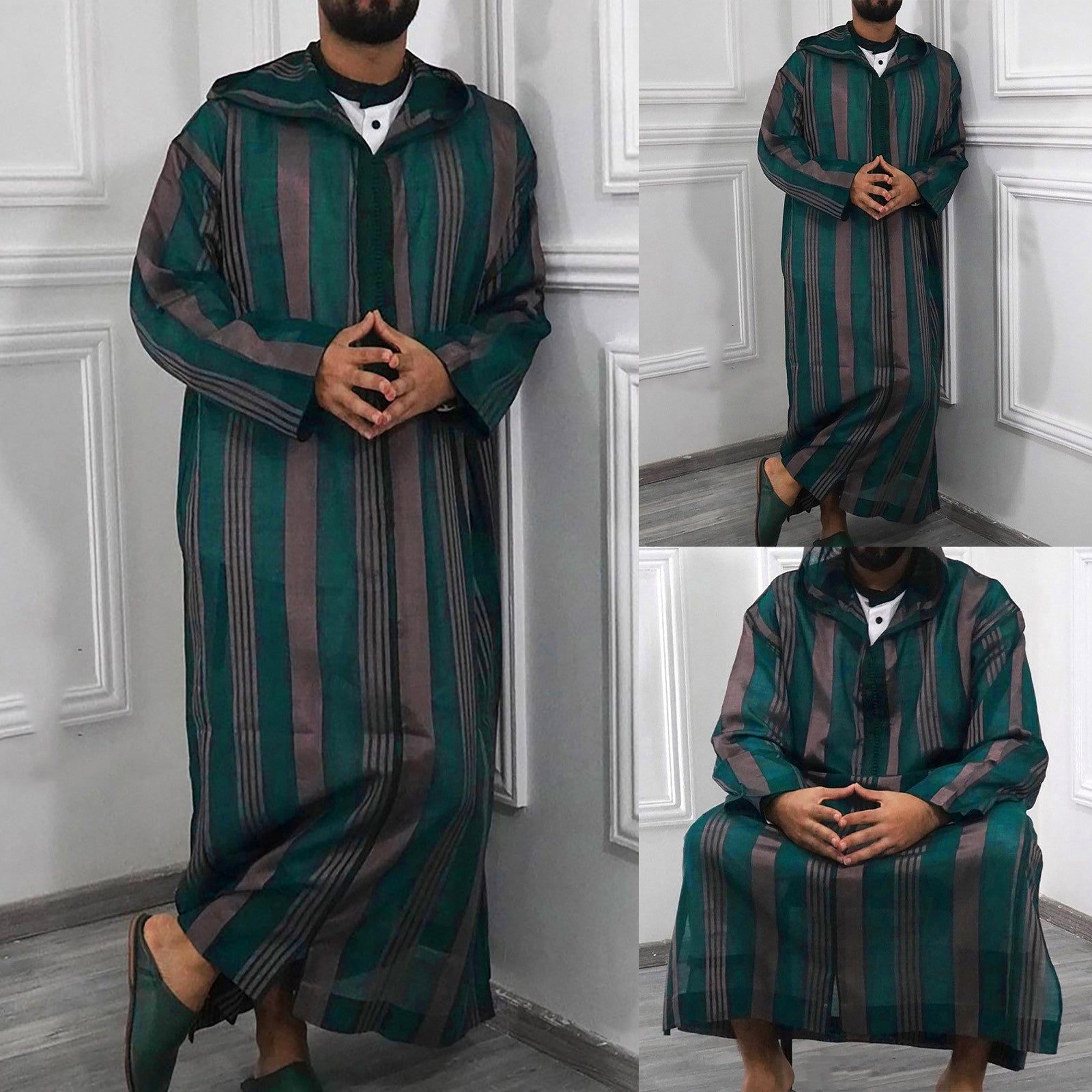 Floral Printed Kaftan Islamic Dress for Men