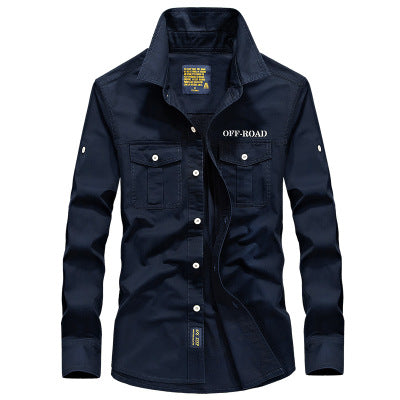 Men's Long Sleeve Cotton Military Casual Shirt