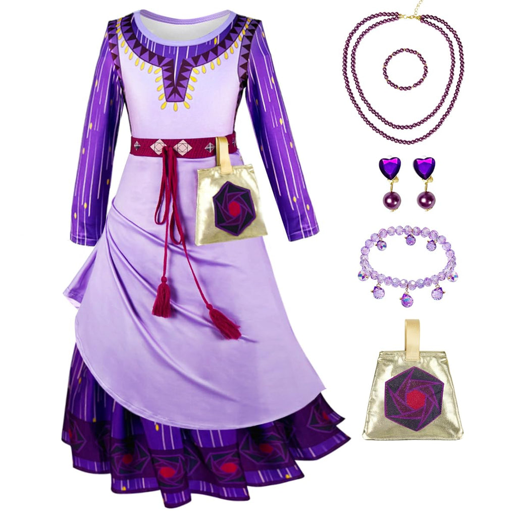 Zalongye Wish Asha costume dress up kid christmas costumes girls princess Asha Dress Cosplay 3-12 years（110）