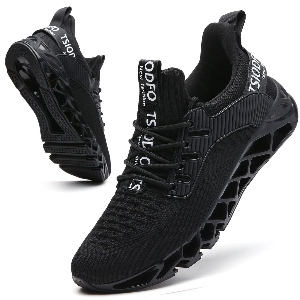 Sneakers for Men Slip on Fashion Casual Sport Running Tennis Athletic Walking Shoes Gym Runner Trail Shoes Non-Slip Jogging Shoe All Black Size 9