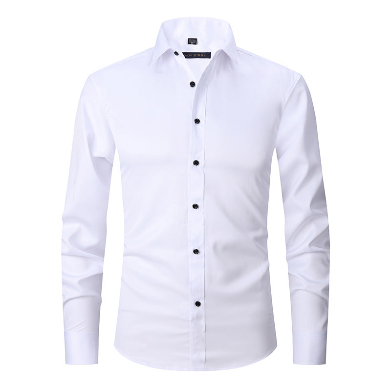 Solid Color Men's Long Sleeve Stretch Shirt