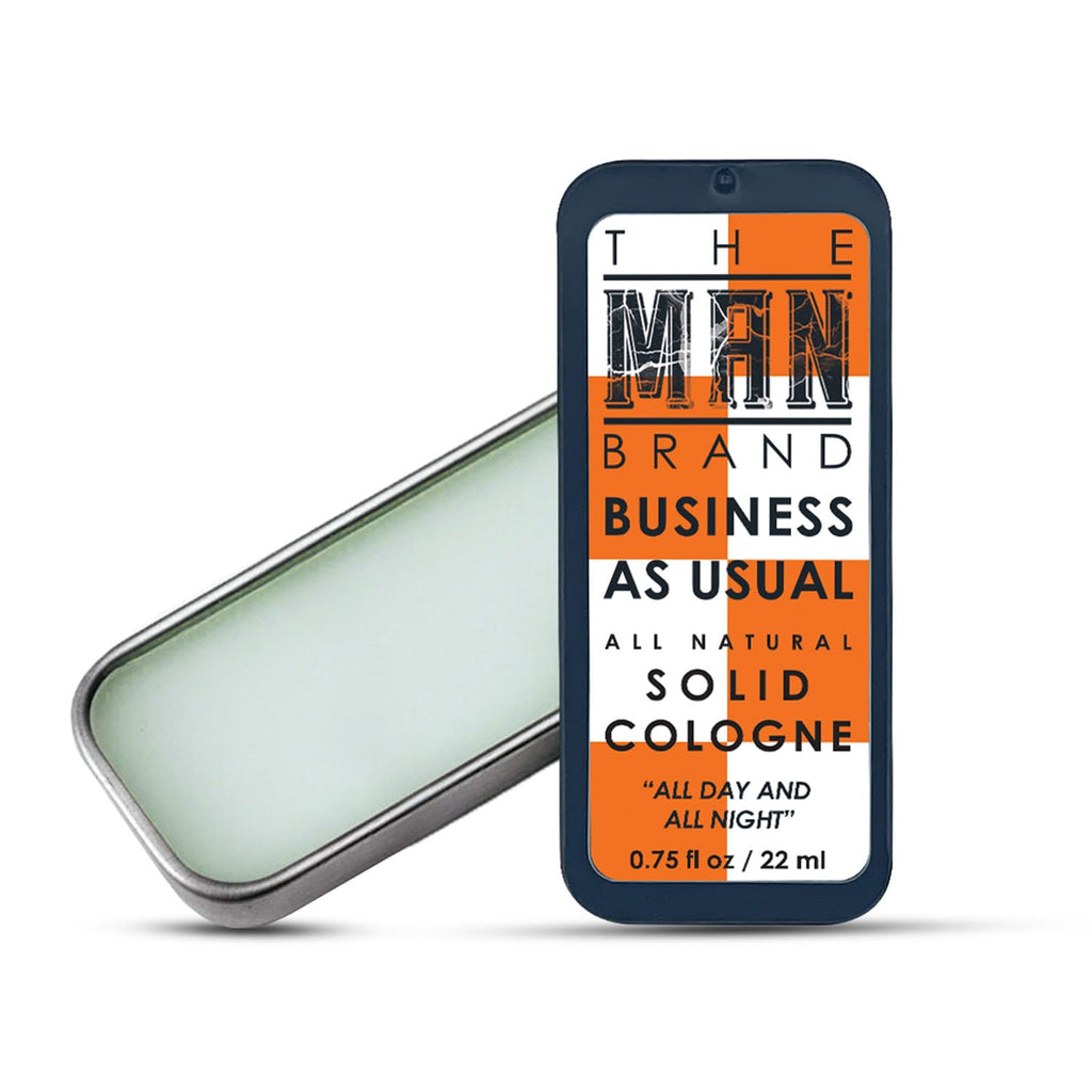 The Man Brand Business As Usual Solid Cologne Balm for men - Natural Mens Cologne - Redefined mens fragrance Wax Cologne Travel Size Cologne for men - (3/4 oz (Pack of 1) Business As Usual)