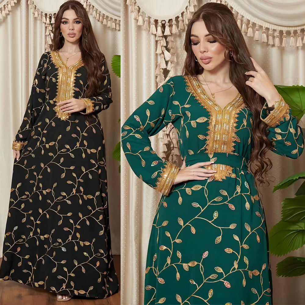 Arab Dubai Embroidery Applique Muslim Dinner Robe