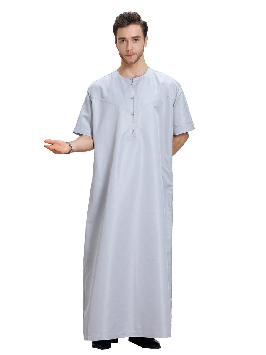 Men's Arab Short-Sleeved Solid Color Robe