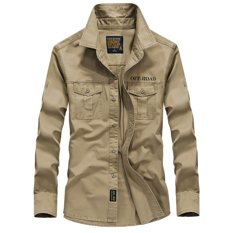 Men's Long Sleeve Cotton Military Casual Shirt