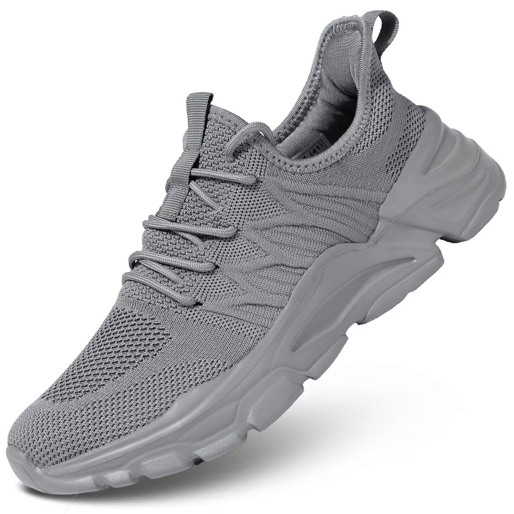 Mens Slip on Walking Shoes Non Slip Breathable Lightweight Sneakers Athletic Tennis Running Shoes for Gym Travel Jogging Grey