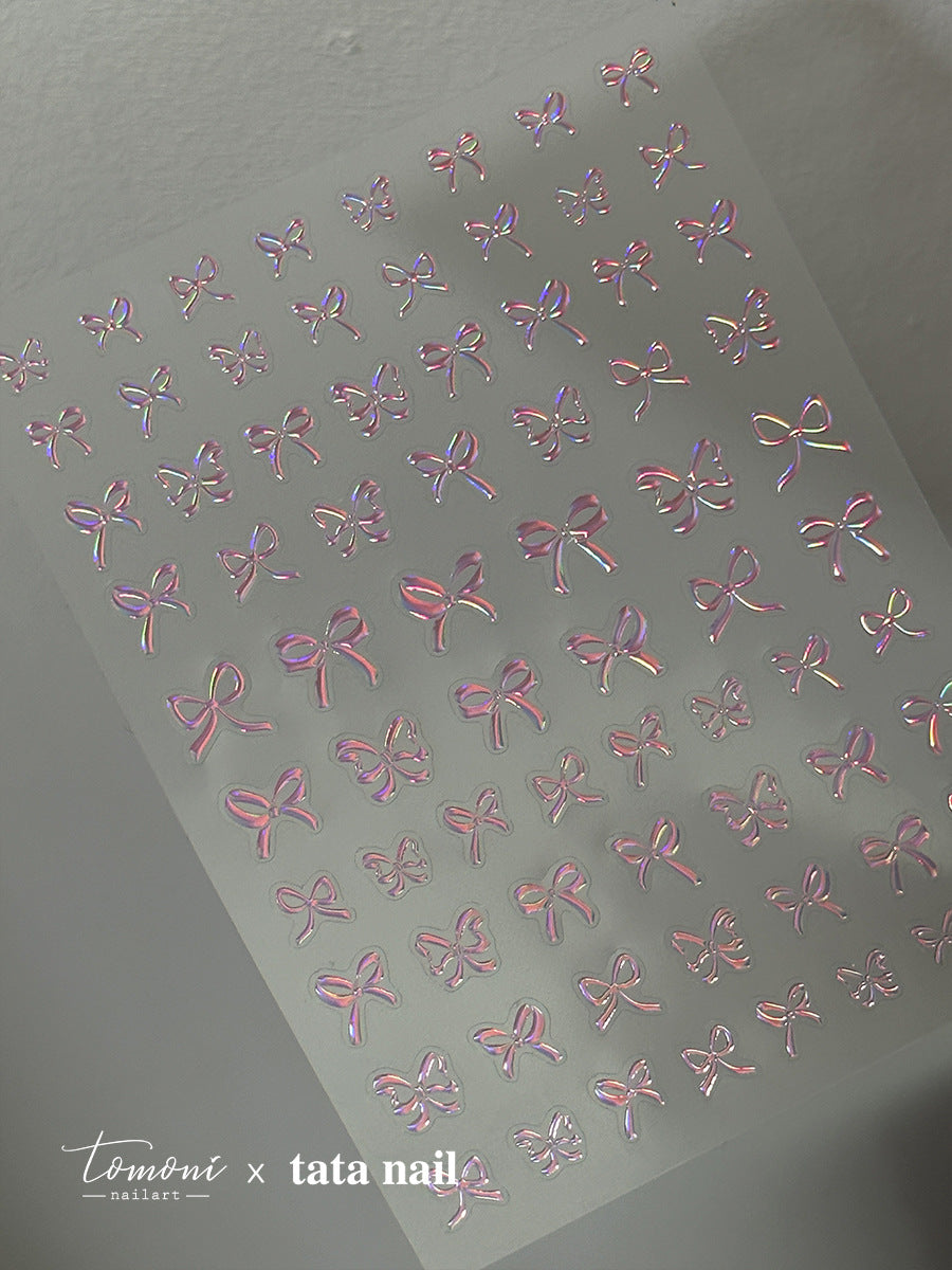 New Crystal Bow Nail Stickers with Elegant Lines