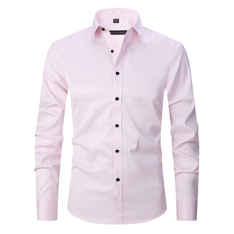 Solid Color Men's Long Sleeve Stretch Shirt