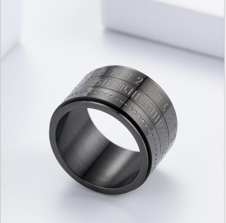 Titanium Steel Rotating Arabic Numeral Ring