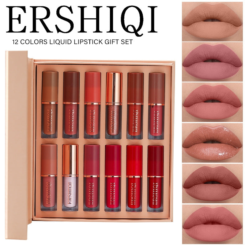 12 pcs Moisturizing Velvet Matte Lipstick Gift Box