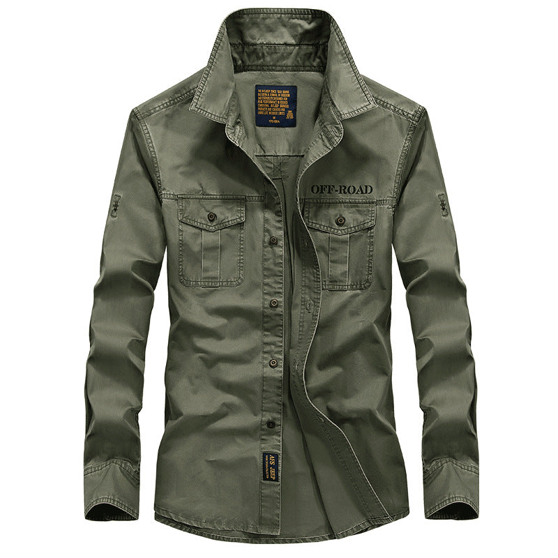 Men's Long Sleeve Cotton Military Casual Shirt