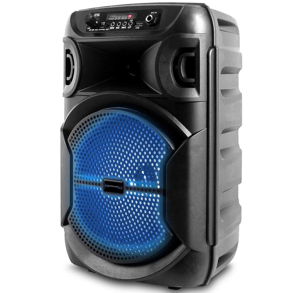 Technical Pro 8 Inch Portable 800 watts Bluetooth Speaker with Woofer & Tweeter Festival PA LED Speaker with Bluetooth/USB Card True Wireless Stereo 30 Feet Bluetooth Range (Speaker)