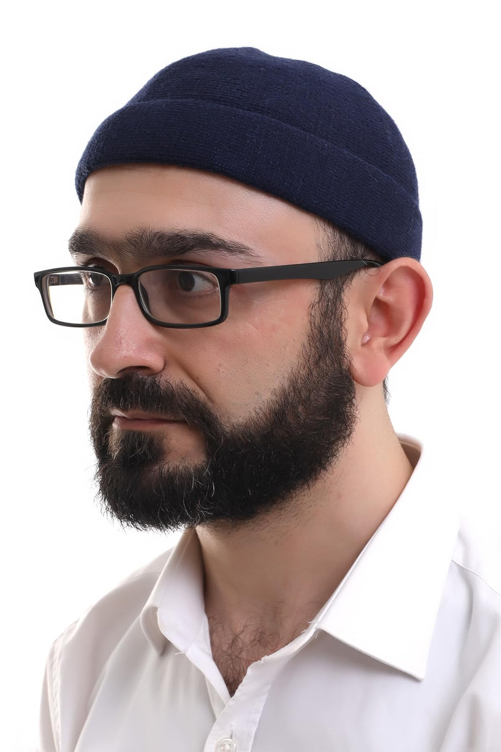 ihvan online Turkish Muslim Winter Velvet Roll-up Edge Kufi Hats for Men Taqiya Takke Peci Islamic CapsPrayer Skullcap Islamic Gifts Blue Dark