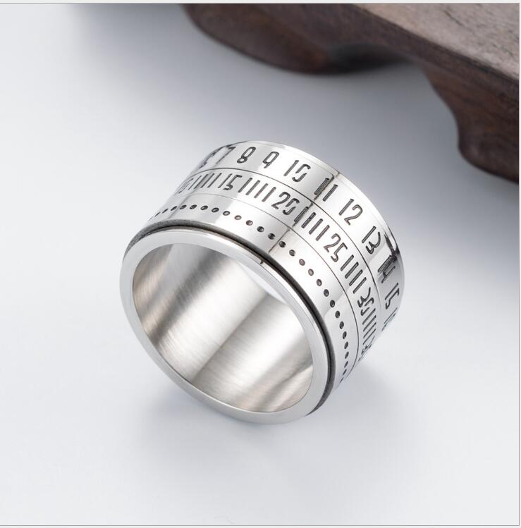Titanium Steel Rotating Arabic Numeral Ring