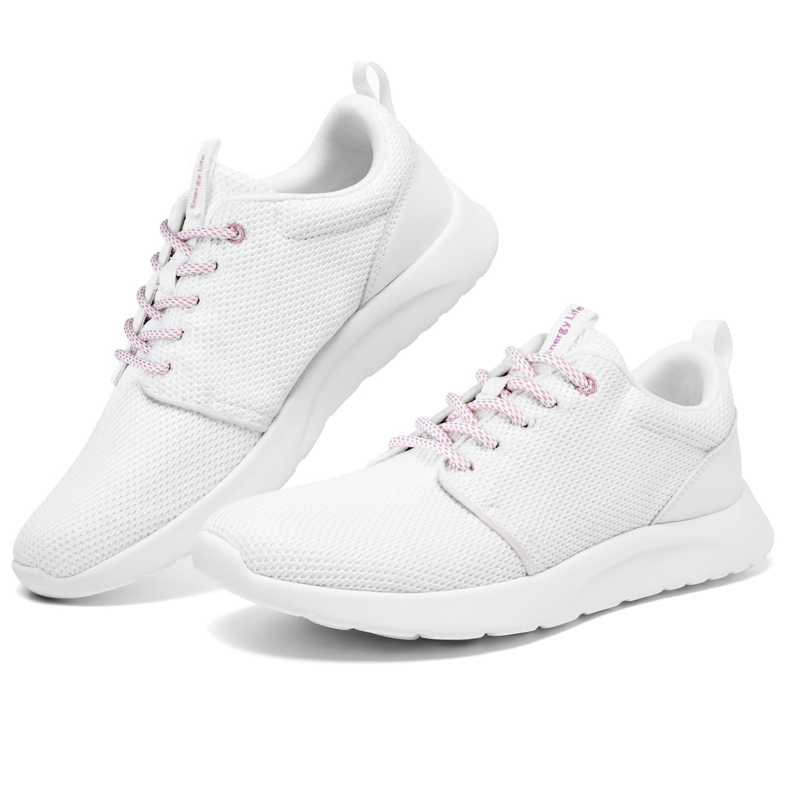 ALEADER Energycloud Womens Walking Shoes Slip On Running Shoes Athletic Tennis Shoes Lightweight Gym Workout Breathable Fashion Sneakers White Size 8 US