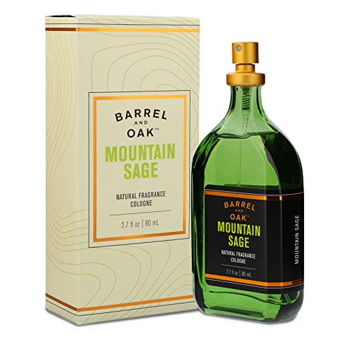 Barrel and Oak - Natural Fragrance Cologne Cologne for Men Eau de Cologne Essential Oil-Based Scent Cedar & Patchouli Blend Subtle Earthy Fragrance Paraben Free Vegan (Mountain Sage 2.7 oz)