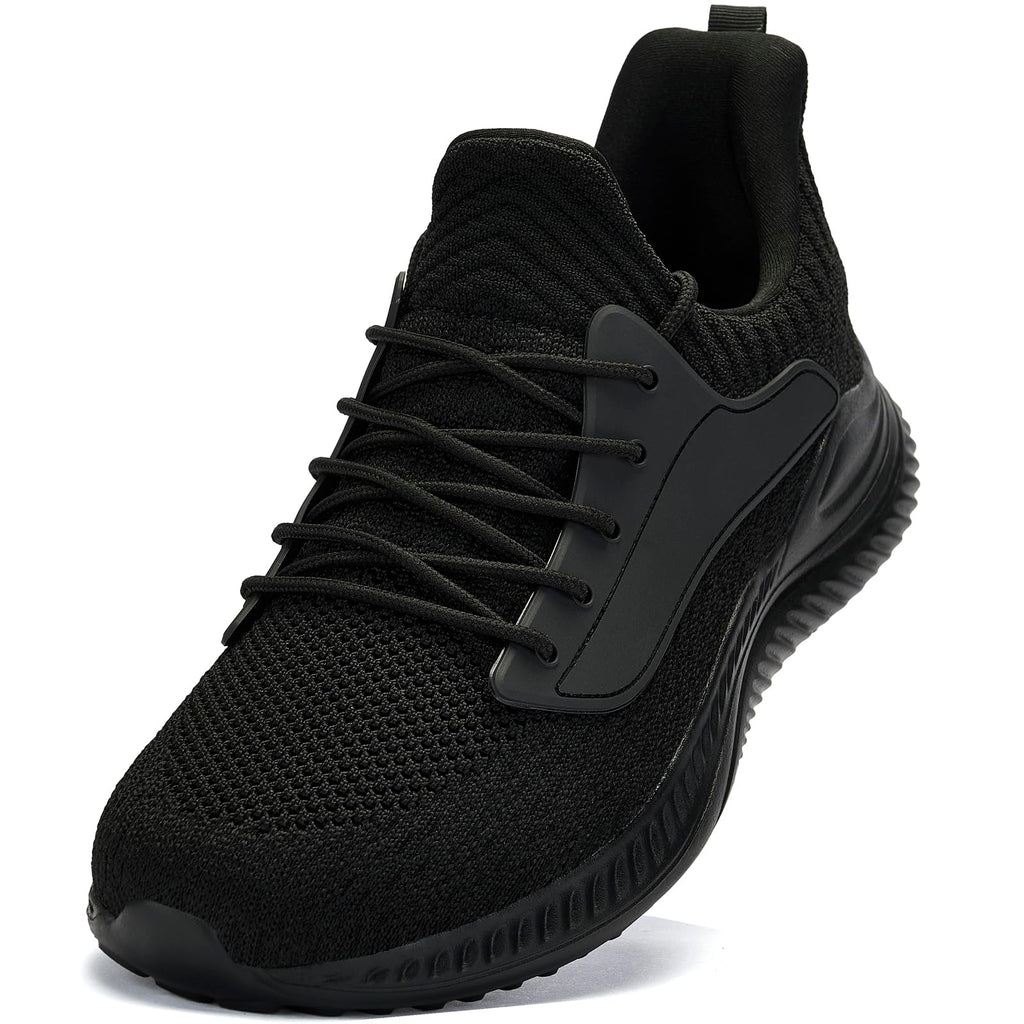 Mens Wide Sneakers Walking Shoes - Slip on Tennis ShoesLightweight Breathable Comfortable Running Shoes for Athletic Workout Gym Jogging and Casual Wear Wide Width All Black Size 8.5