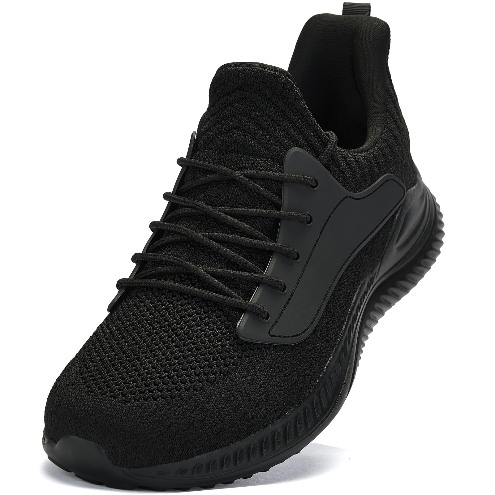 Mens Wide Sneakers Walking Shoes - Slip on Tennis ShoesLightweight Breathable Comfortable Running Shoes for Athletic Workout Gym Jogging and Casual Wear Wide Width All Black Size 8.5